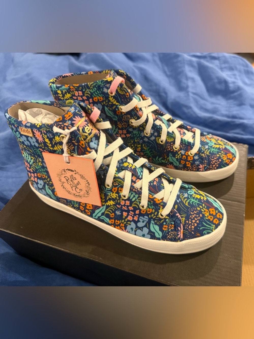 Keds Floral High-Top Sneakers in Navy with Multicolor Floral Print